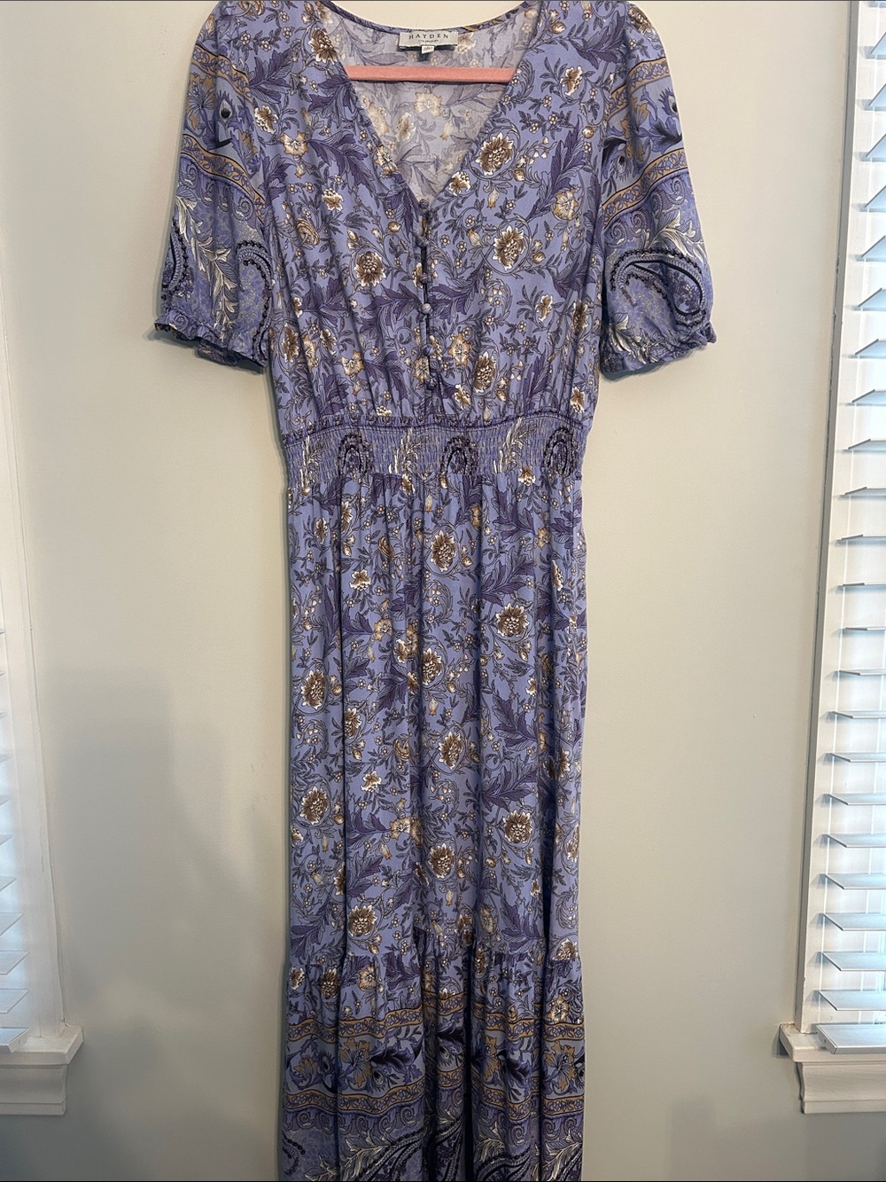 Hayden Lavender Paisley Maxi Dress with Gold Accents